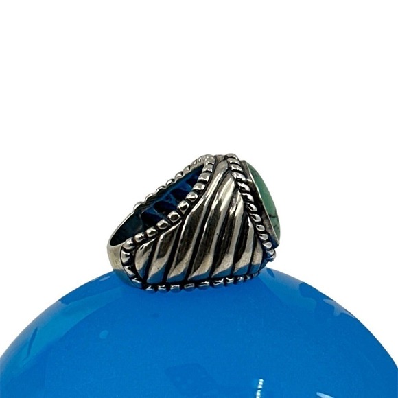 SIGNED CP CAROLYN POLLACK STERLING SILVER GREEN TURQUOISE SOUTHWESTERN RING - Picture 4 of 7